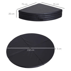 TAPPETO per Pole Dance pieghevole Ø 150 cm, plastica nera