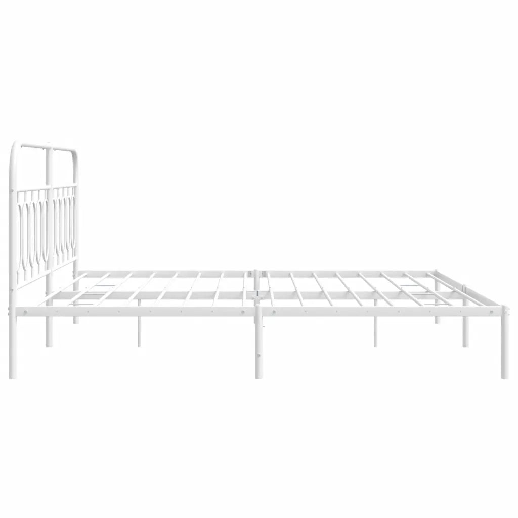 Giroletto con Testiera-Struttura Letto con testiera Metallo Bianco 200x200 cm 677383