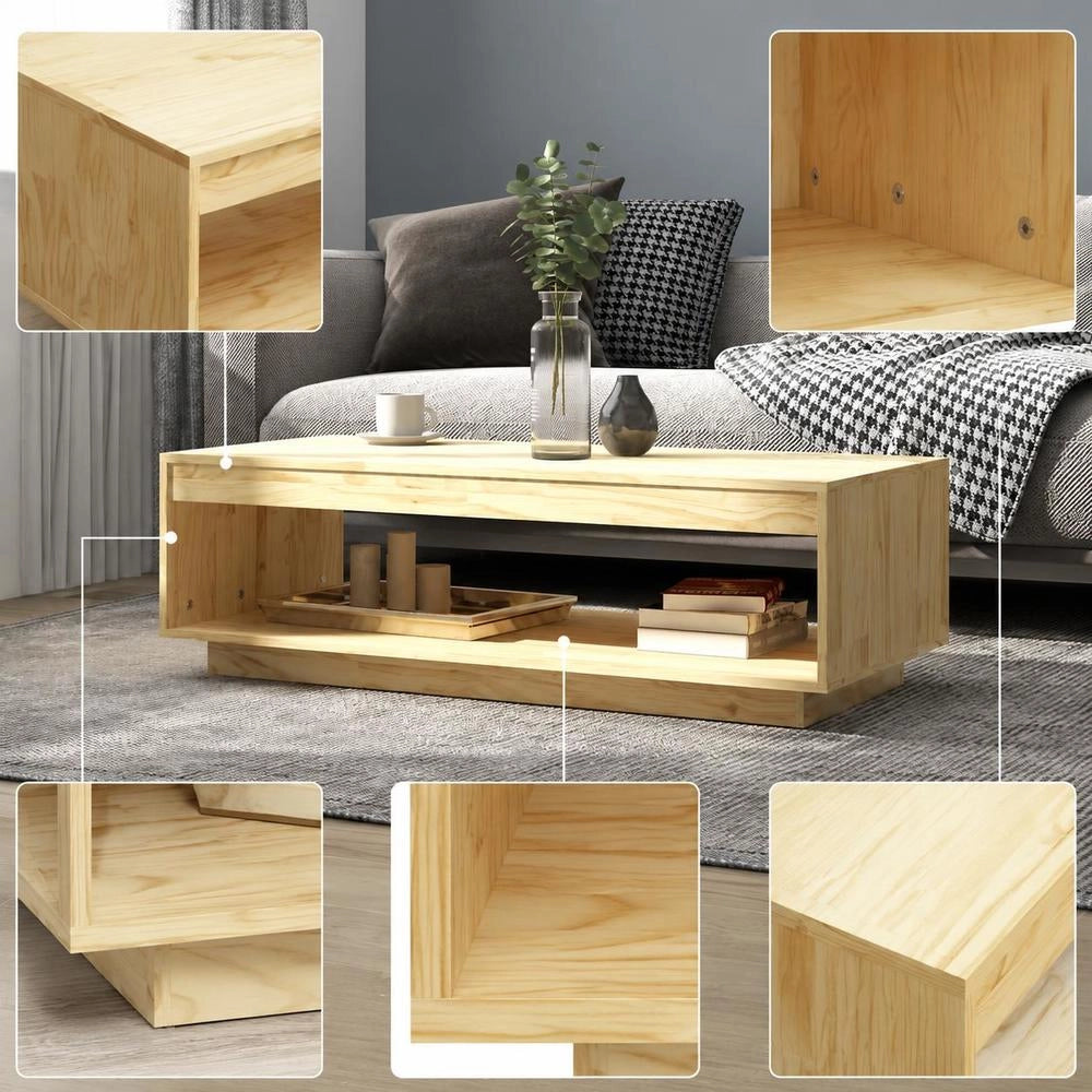 Coffee Table 110x50x33.5 Cm Solid Pine Wood