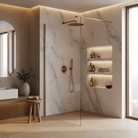 Parete Doccia Rea Flexi Transparent / Brush Copper 130