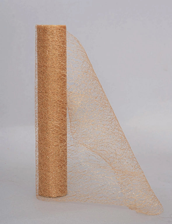 Rotolo Rete Glitterato Cm.29X2,7Mt Oro Con Paillettes decorazione di Natale