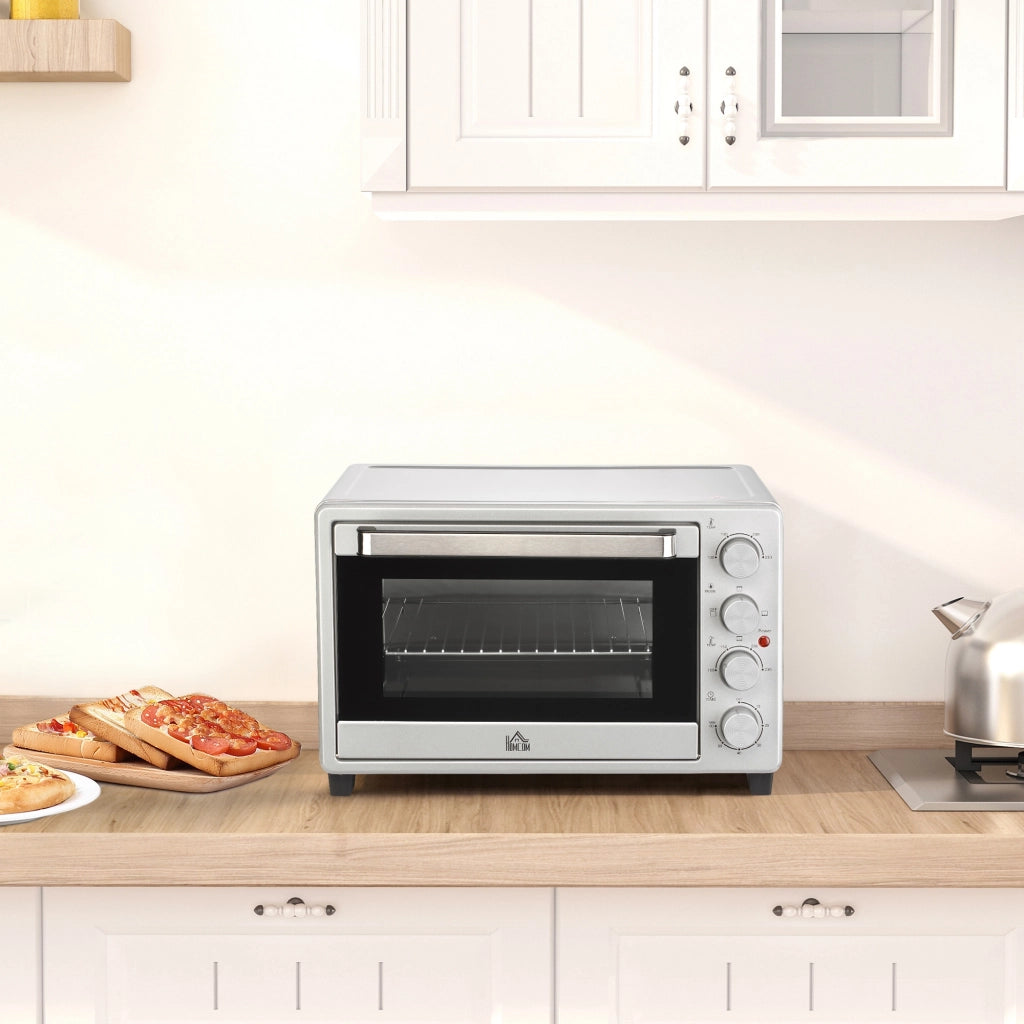 Forno Elettrico 32L 1600W con Timer e Controllo Temperatura ¨C zephmum ¨C 52,2x38,1x33,5 cm Argento