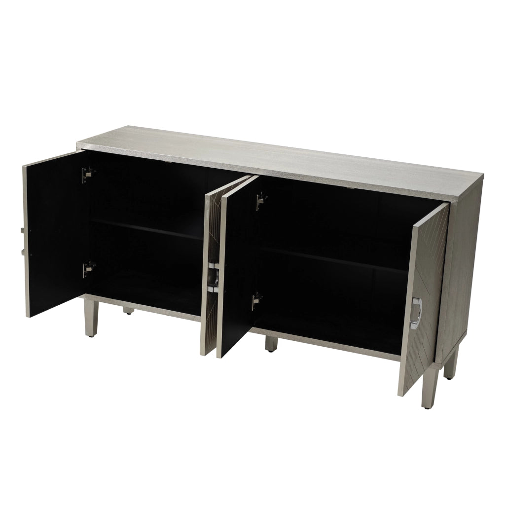 Mobile contenitore con 4 Ante per Soggiorno Camera Cucina in MDF 152 × 40 × 82.5 cm Champagne