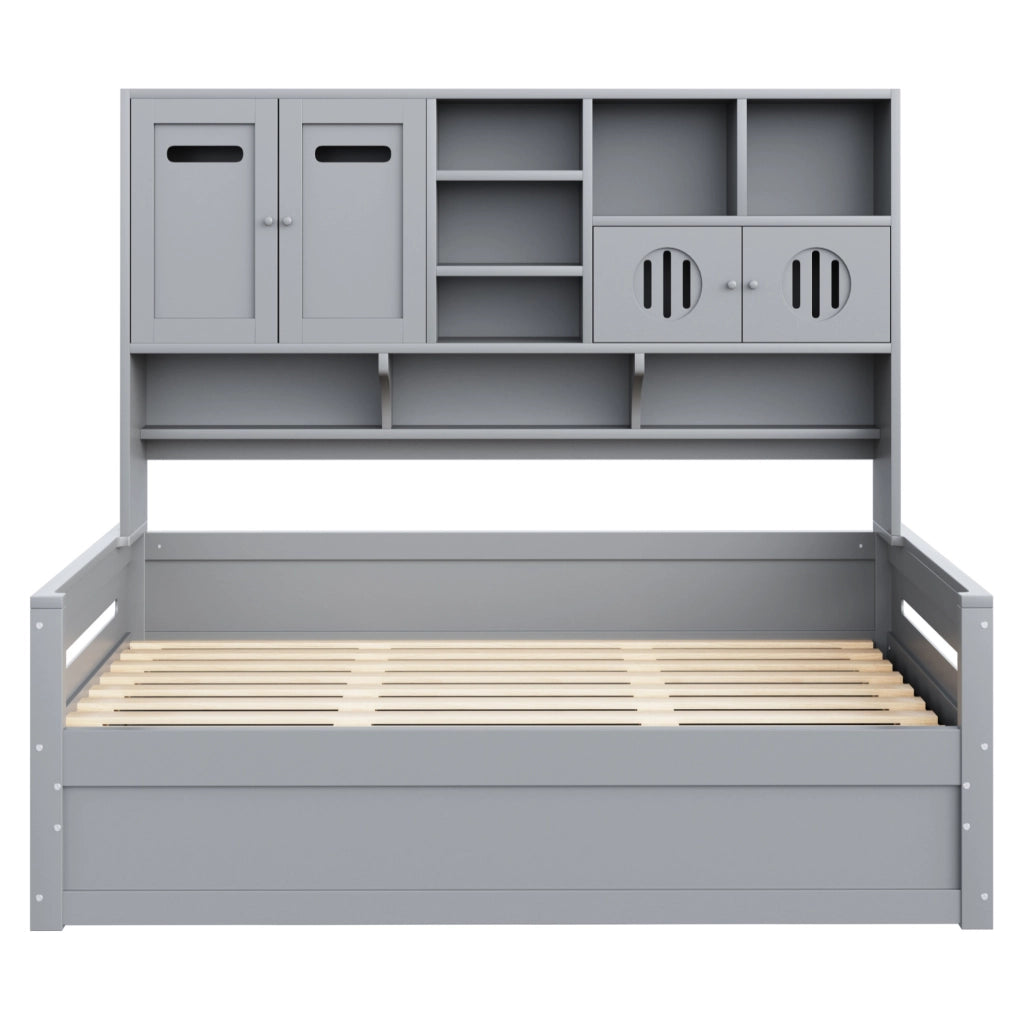 Letto multifunzione 90x200 cm con contenitore idraulico in legno grigio