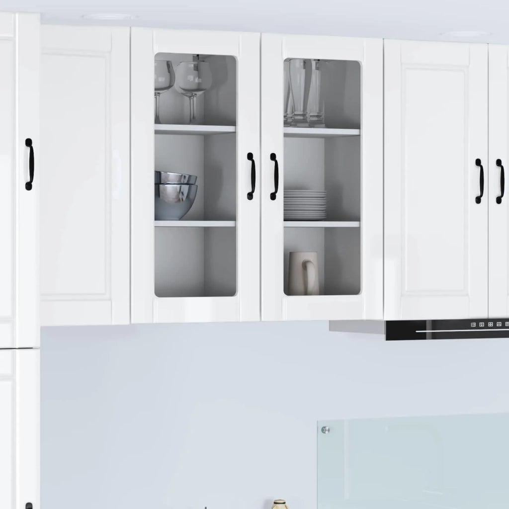 Mobile da cucina con porta 2 pz-Set di 2 Armadio da cucina Bianco Lucido 40 x 31 x 80 cm