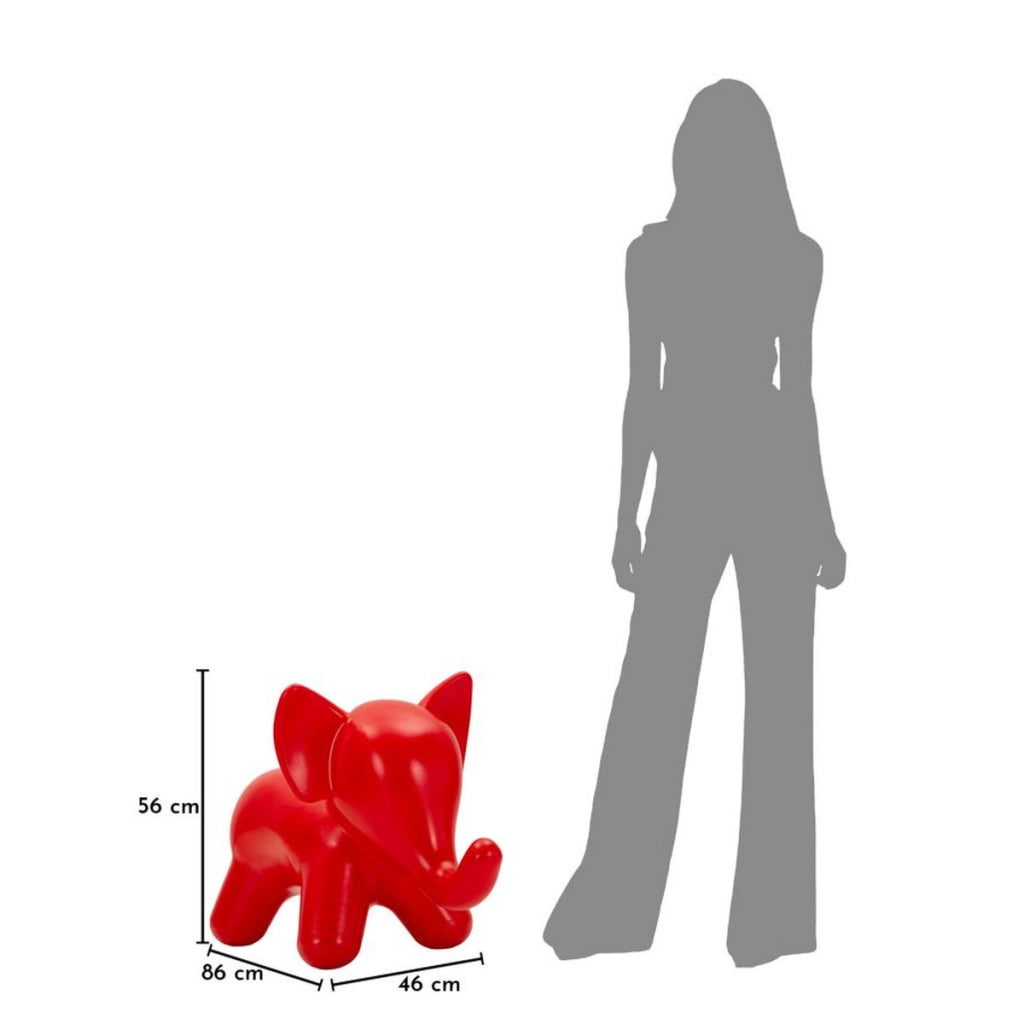Sgabello Basso Elefante 2, Rosso, Plastica, 86x46x56 cm