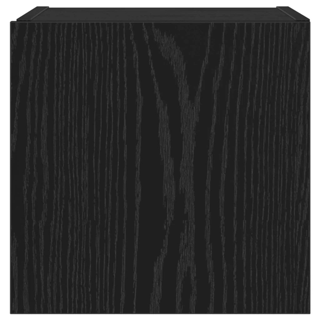 Mobile TV da parete con LED Rovere Nero 30,5 x 35 x 30 cm