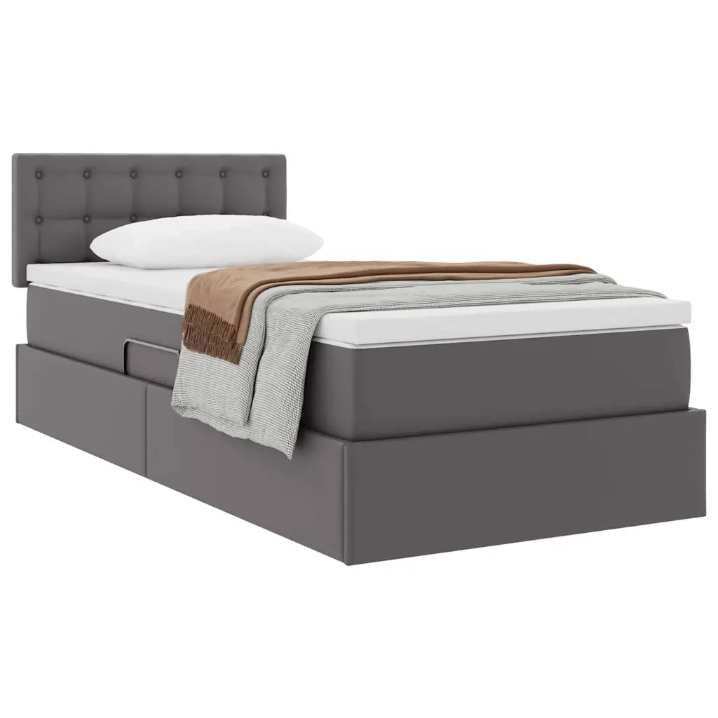 Letto con contenitore e materasso Grigio 90 x 200 cm