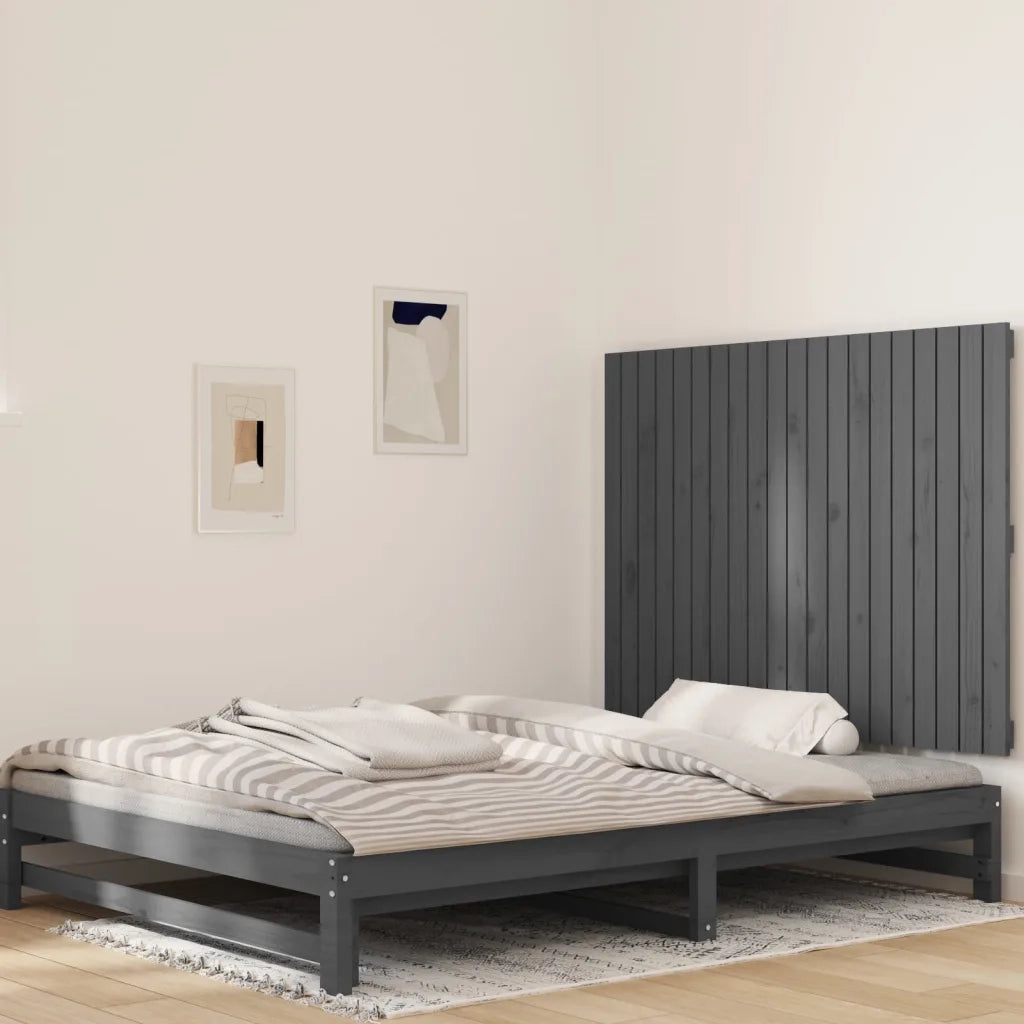 Testiera | Testata da Parete Grigia 127,5x3x90 cm Legno Massello di Pino