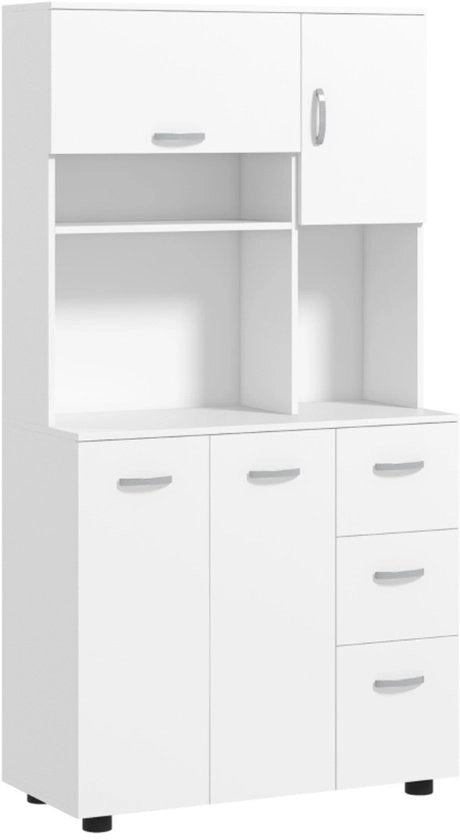 Cassettiere da cucina - 3 ripiani - 3 ante - Bianca - 89x39,5x168cm