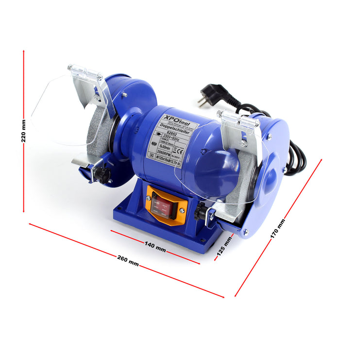 Smerigliatrice doppia 150W Ø mole 125mm Con mola a grana grossa e mola a grana fine