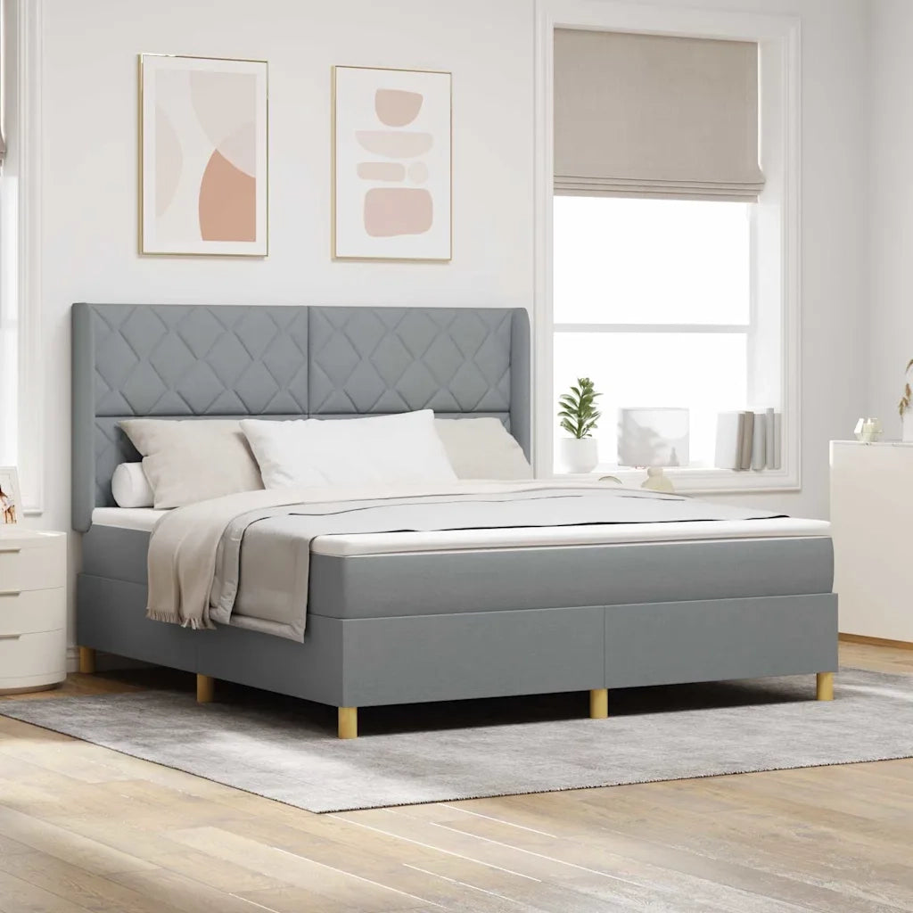 Letto a molle con materasso Grigio chiaro 180 x 200 cm Tessuto 3343770