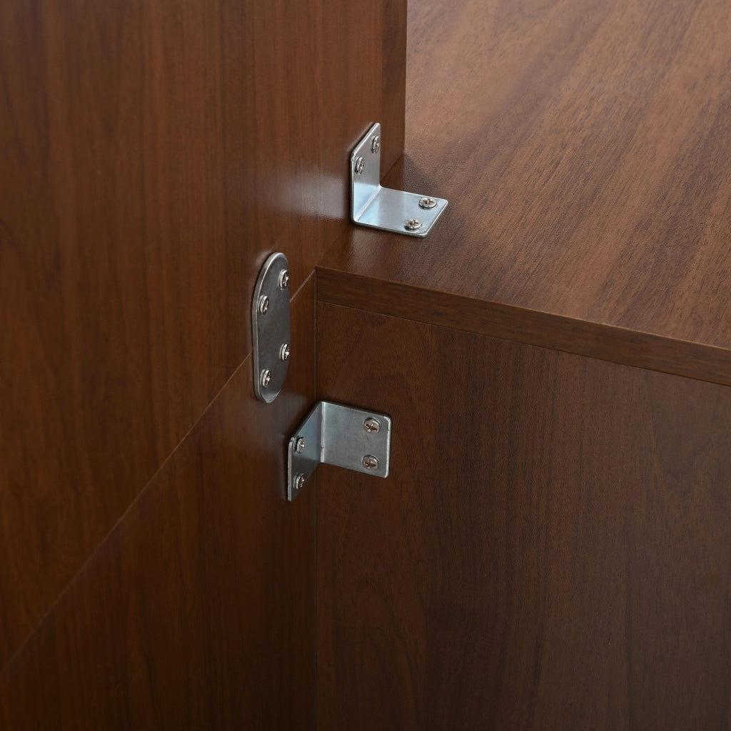 Guardaroba compatto 115x38.5x191.5 cm con scarpiera e ripiani regolabili in MDF noce