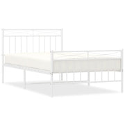 Letto singolo | Letto per adulti | Giroletto con Testiera e Pediera Metallo Bianco 107x203 cm