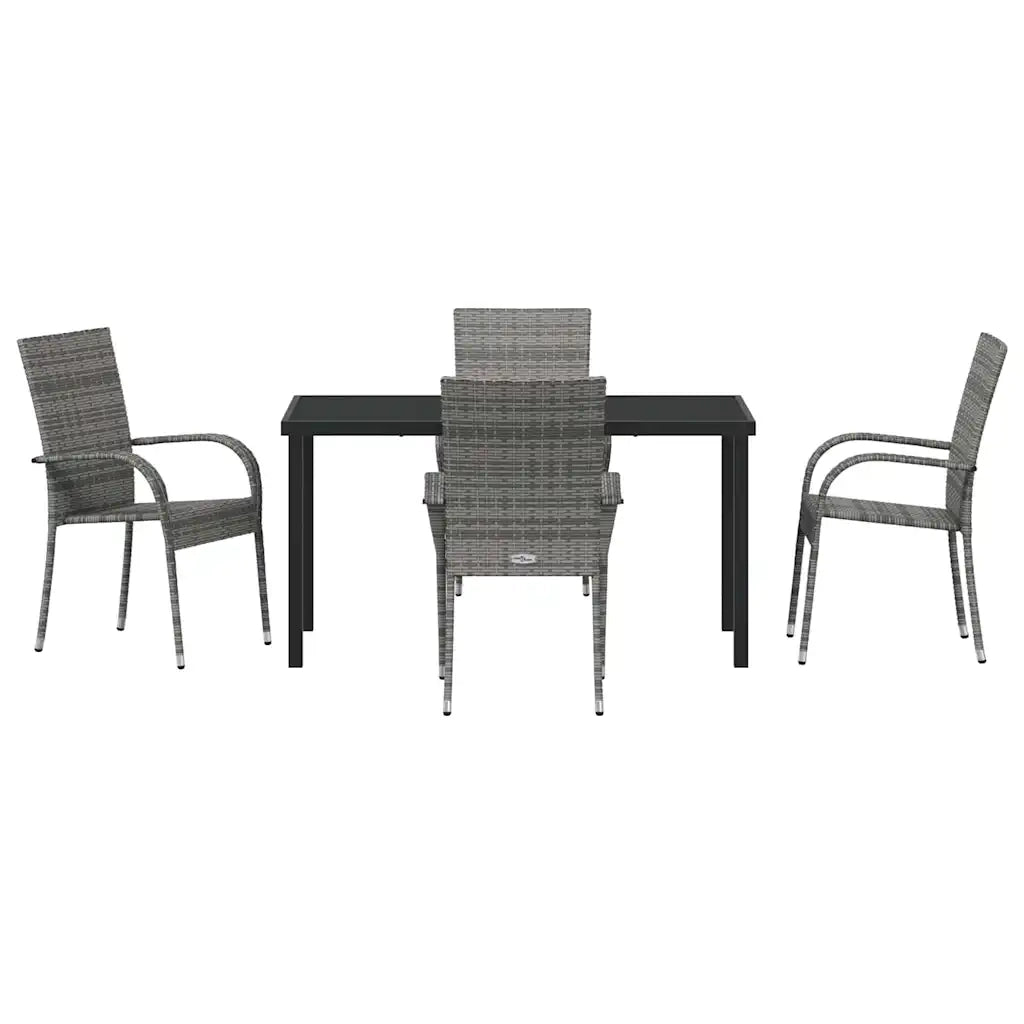 Set da Pranzo per Giardino 5 pcs Grigio