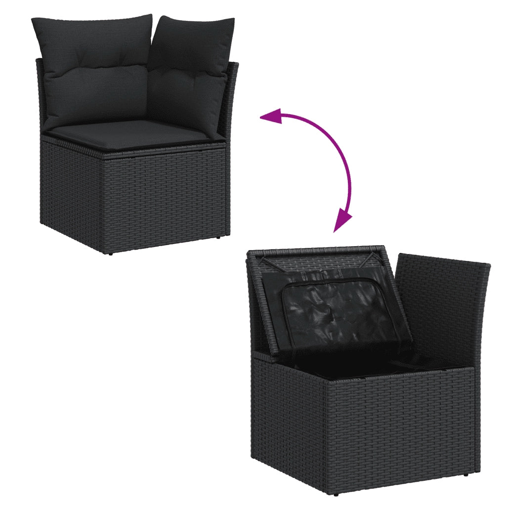 Set Divani da Giardino con Cuscini 7pz Nero Polyrattan 3249734