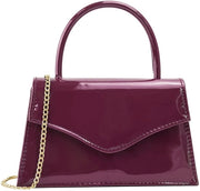 Clutch per donne per la creazione di accessori per la sera per matrimoni, piccola borsa a tracolla con catena di spalla (rosso bordeaux patinato)