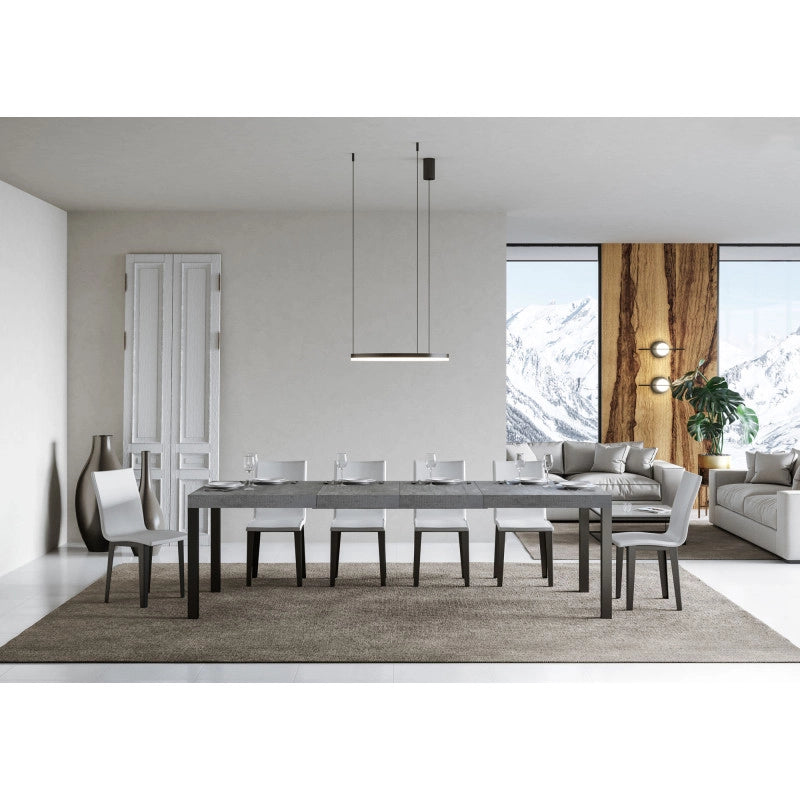 Tavolo allungabile 200/460x90 cm Everyday Premium telaio Antracite - Cemento