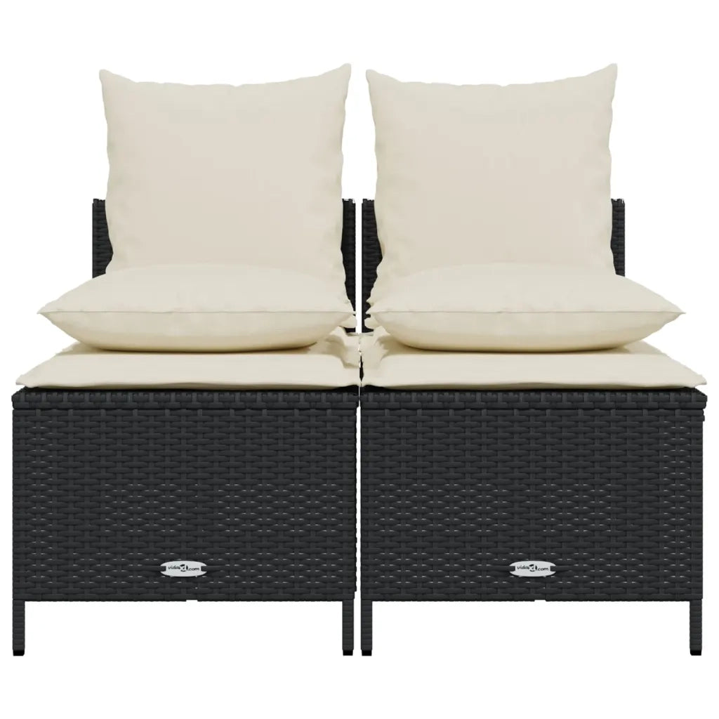 Set Divani da Giardino 4 pz con Cuscini Nero in Polyrattan 368380