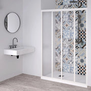 Box Porta Doccia Acrilico 1.8 MM 1 Lato Apertura Scorrevole Telaio PVC Bianco - Misura 100-110 x 190h 