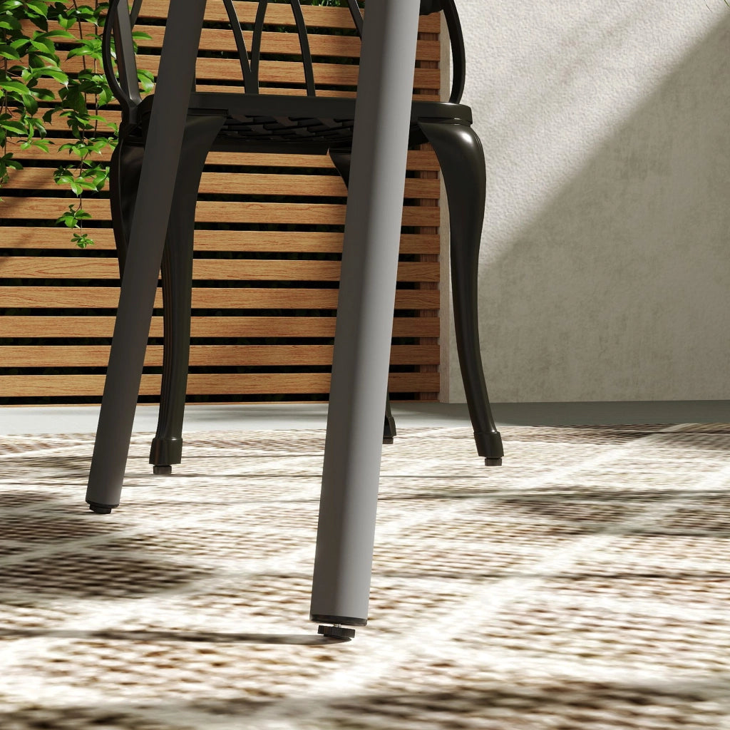 Tavolo da giardino in acciaio 80 x 80 x 74 cm Tavolo da buffet impermeabile con struttura in acciaio; tavolo antiscivolo da campeggio Tavolo con balcone per 4 persone Tavolo da patio Tavolo da pranzo all'aperto per giardino; patio; balcone; grigio