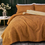 Bedsprei 240x260cm Arancione, 100% Coton, Bedsprei Ultrazatto con Broccato, 240x260, Coperta con 2 Cuscini, Biancheria da Letto
