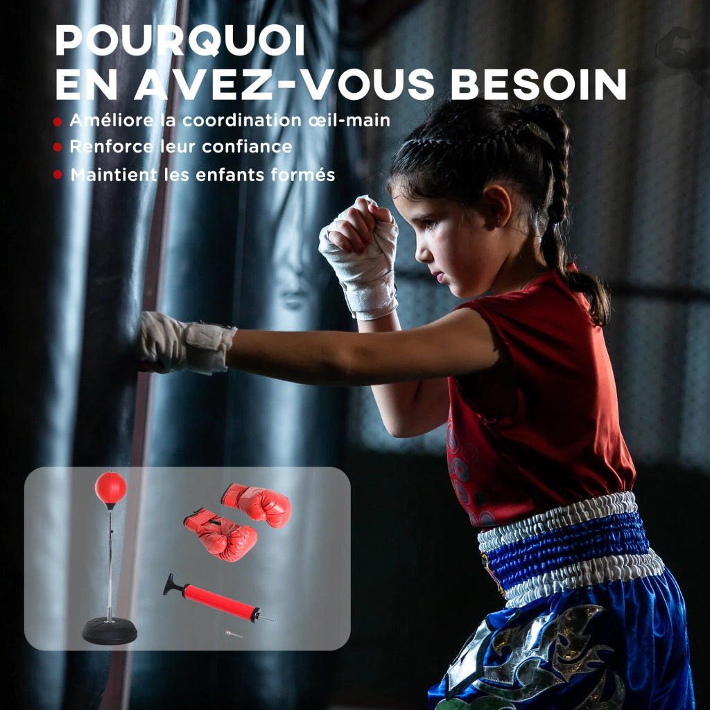 Sacco da Boxe Gonfiabile ¨C Xylo ¨C Altezza Regolabile 126-144 cm con Guanti e Pompa Rosso
