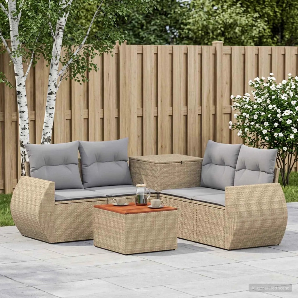 Set di divani 6 pz Beige e Grigio Chiaro 3447525