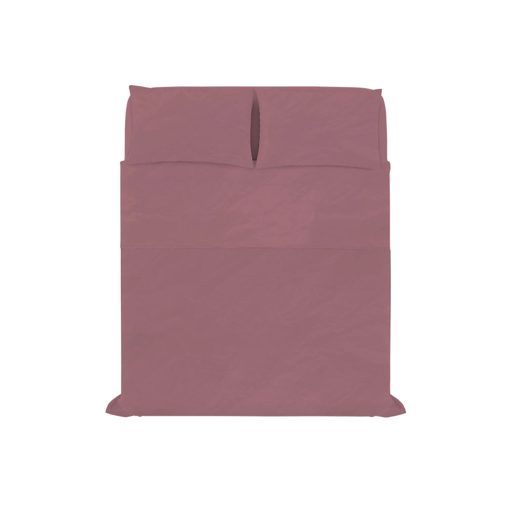 Set Lenzuola Matrimoniale Sopra Sotto e 2 Federe Linea Water Washed Rosso Corallo