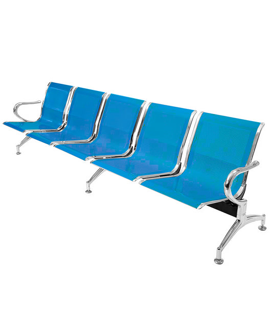 Panca per sala attesa aspetto studio ufficio in acciaio a 5 posti - colore blu
