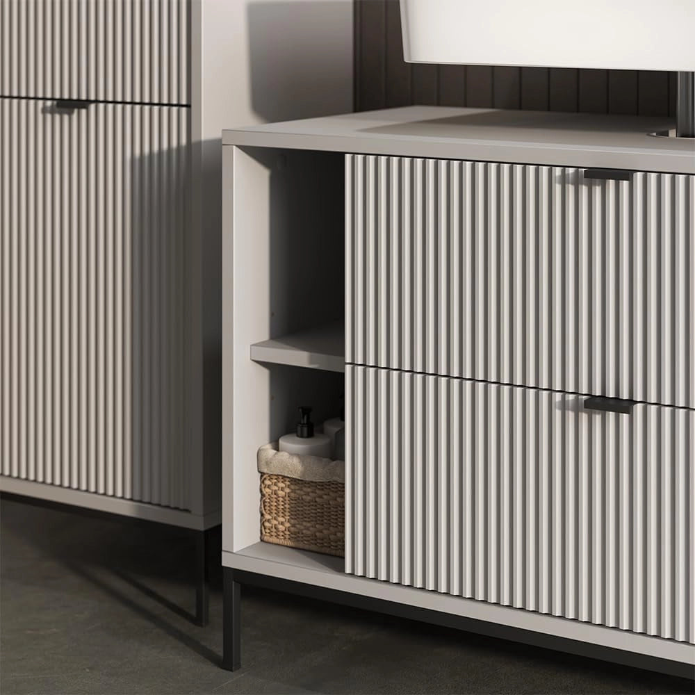 Mobile sottolavabo per bagno Eliza, Grigio, 100 x 63 cm Con 2 cassetti estraibili, per il montaggio sotto il lavandino e combinabile con la serie Eliza