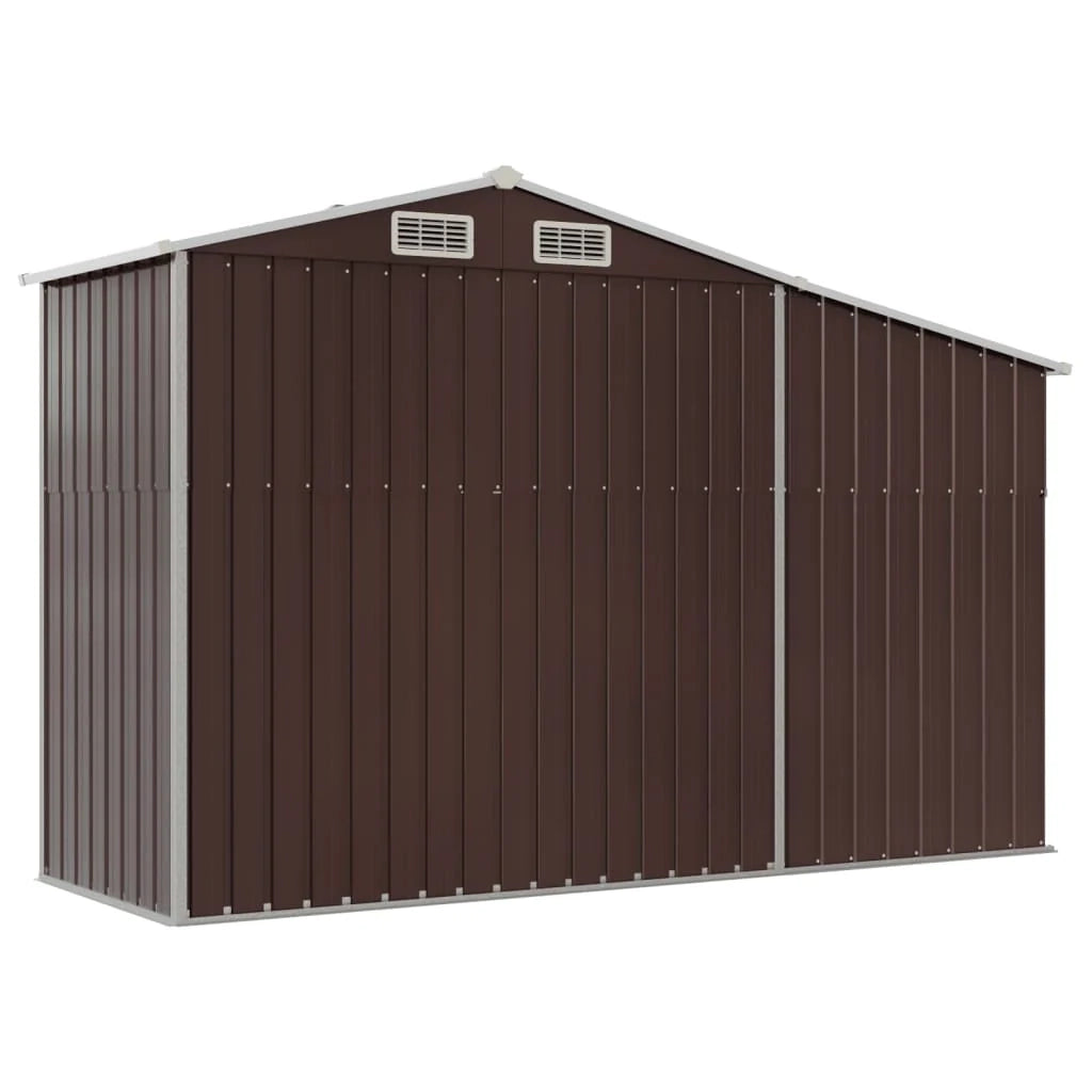 Casetta da giardino cabina ripostiglio casetta da esterno robusta casetta per attrezzi 277 x 93 x 179 cm acciaio zincato marrone 02_0022287