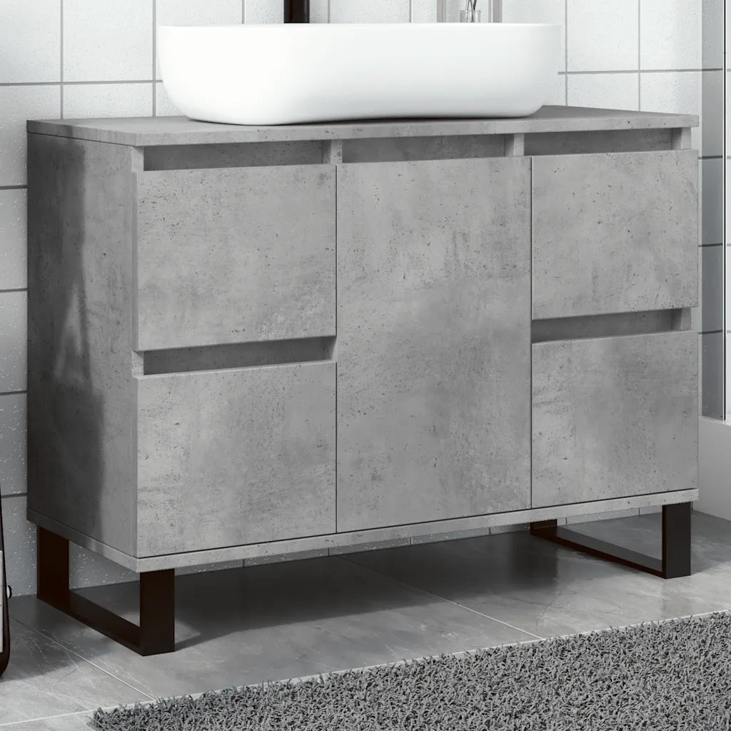 Armadietto da Bagno | Armadio da bagno Grigio Cemento 80x33x60cm Legno Multistrato