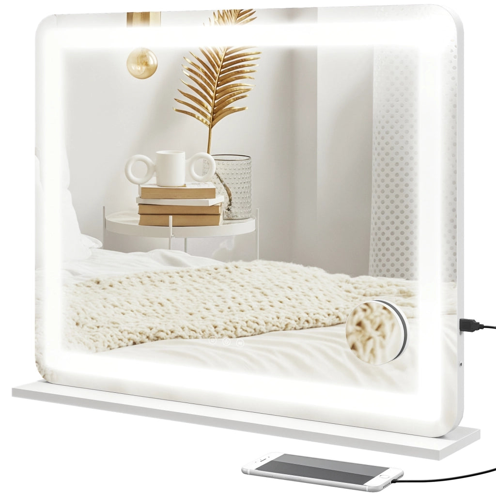 Specchio LED con ingrandimento 10X ¨C Zephmum ¨C Bianco 80x62 cm