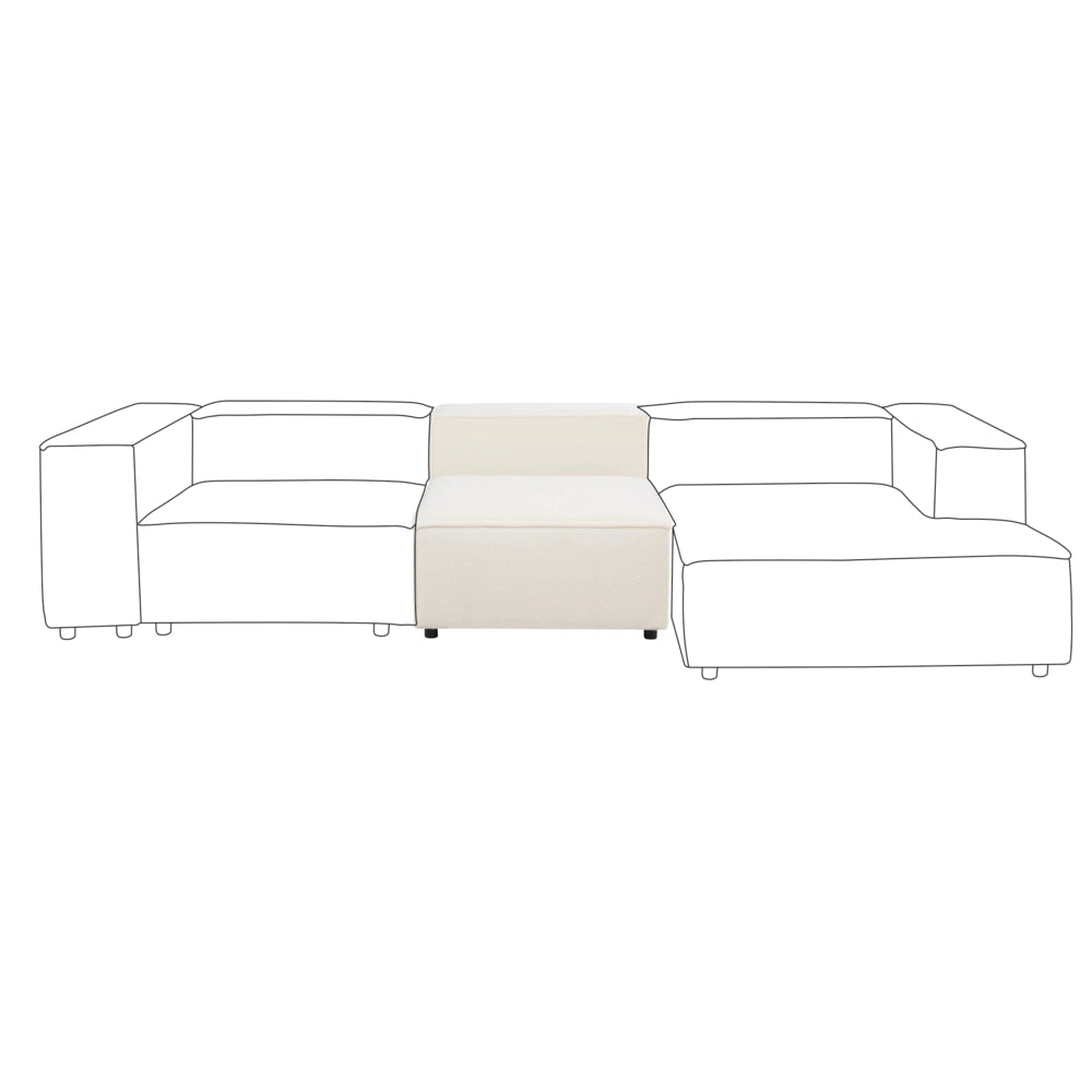 Poltrona modulare 1 posto rivestimento tessuto bouclè bianco sporco soggiorno stile moderno