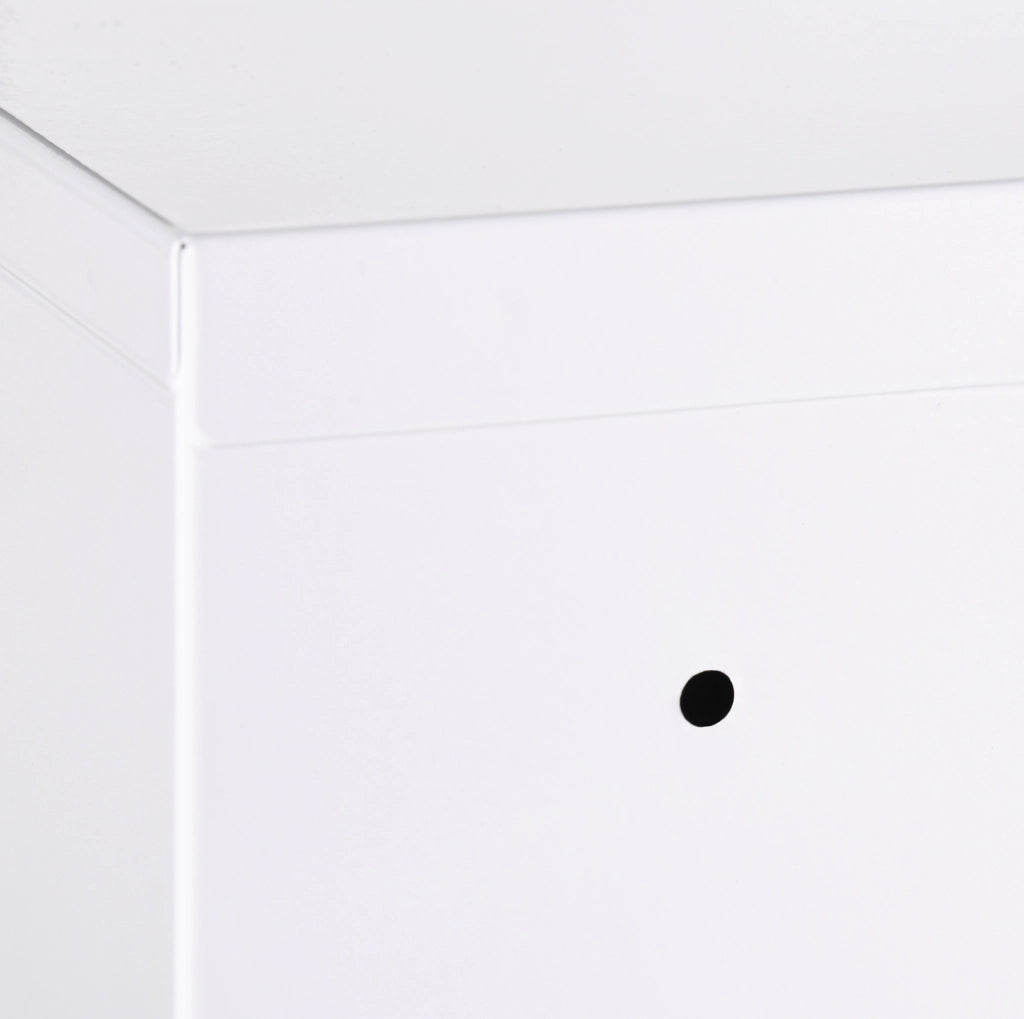 Armadio Medico in Acciaio Bianco con 3 Ripiani e Serratura, 30x14x46 cm