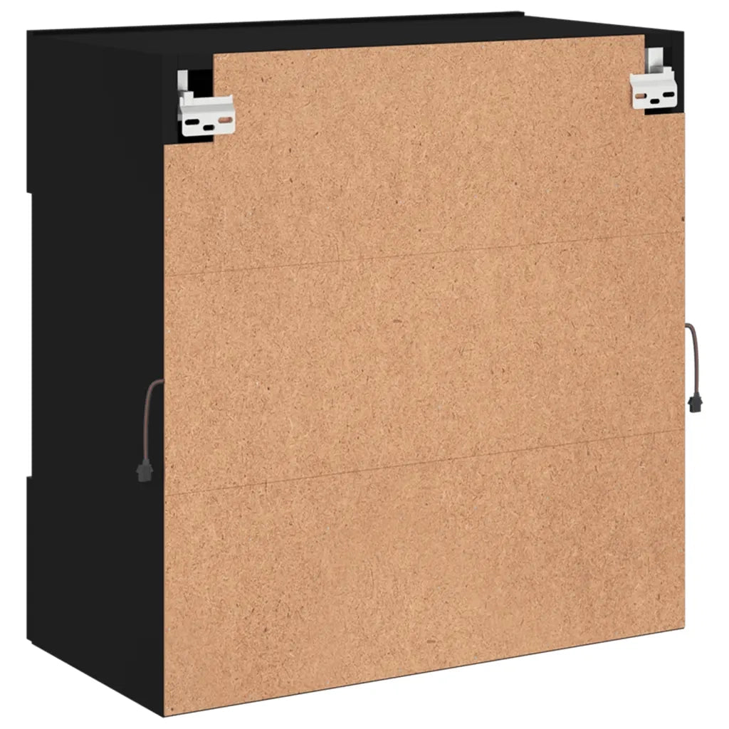 Mobile TV a Parete con Luci LED Nero 58,5x30x60,5 cm 837093