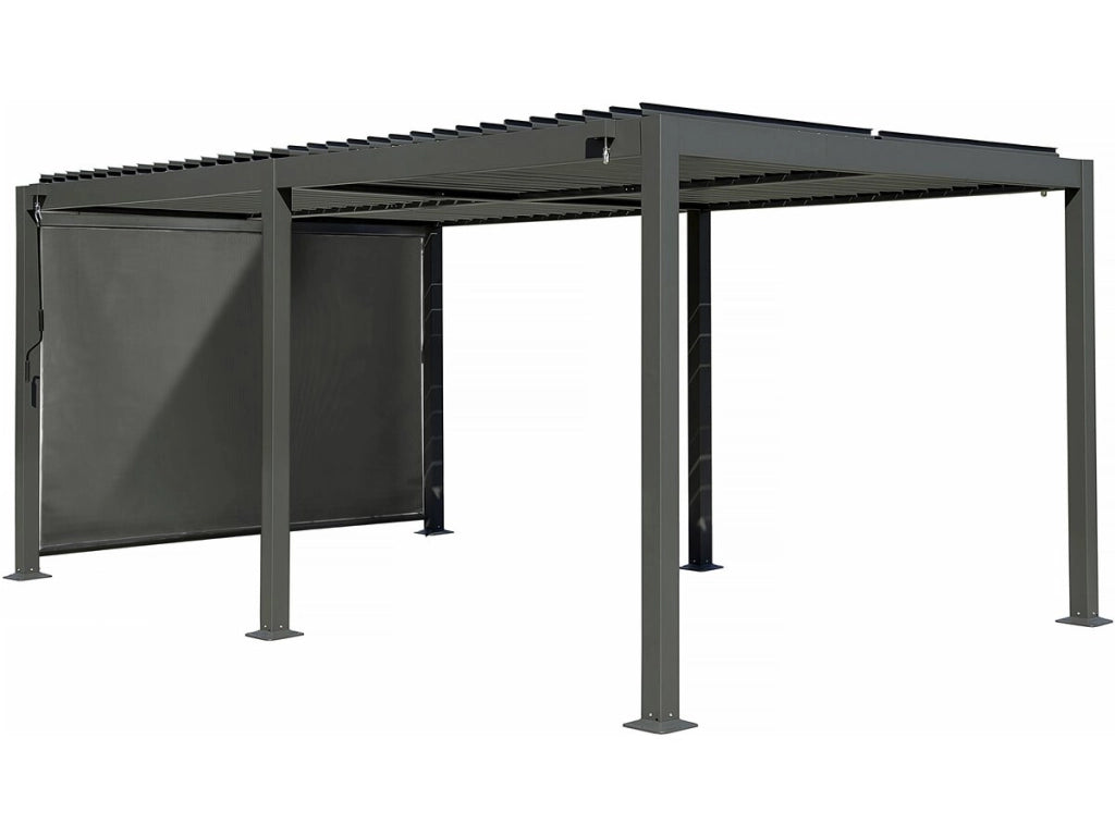 Pergola bioclimatica "Kensington" con tenda in alluminio - 3 x 5 m - Grigio