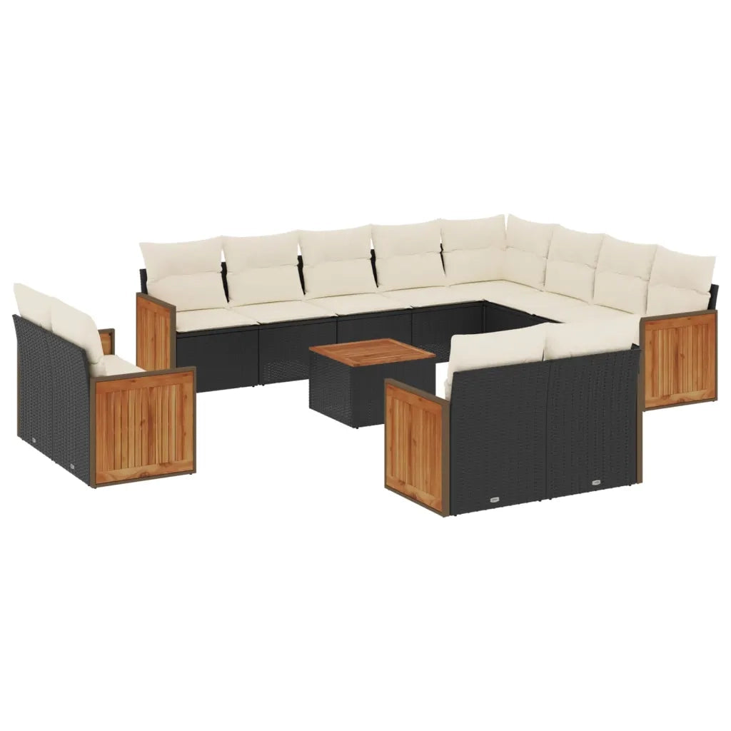 Set Divani da Giardino 13pz con Cuscini Nero in Polyrattan 3228198