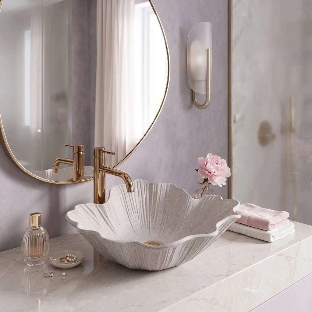Lavabo Da Appoggio Rea Flower Beige