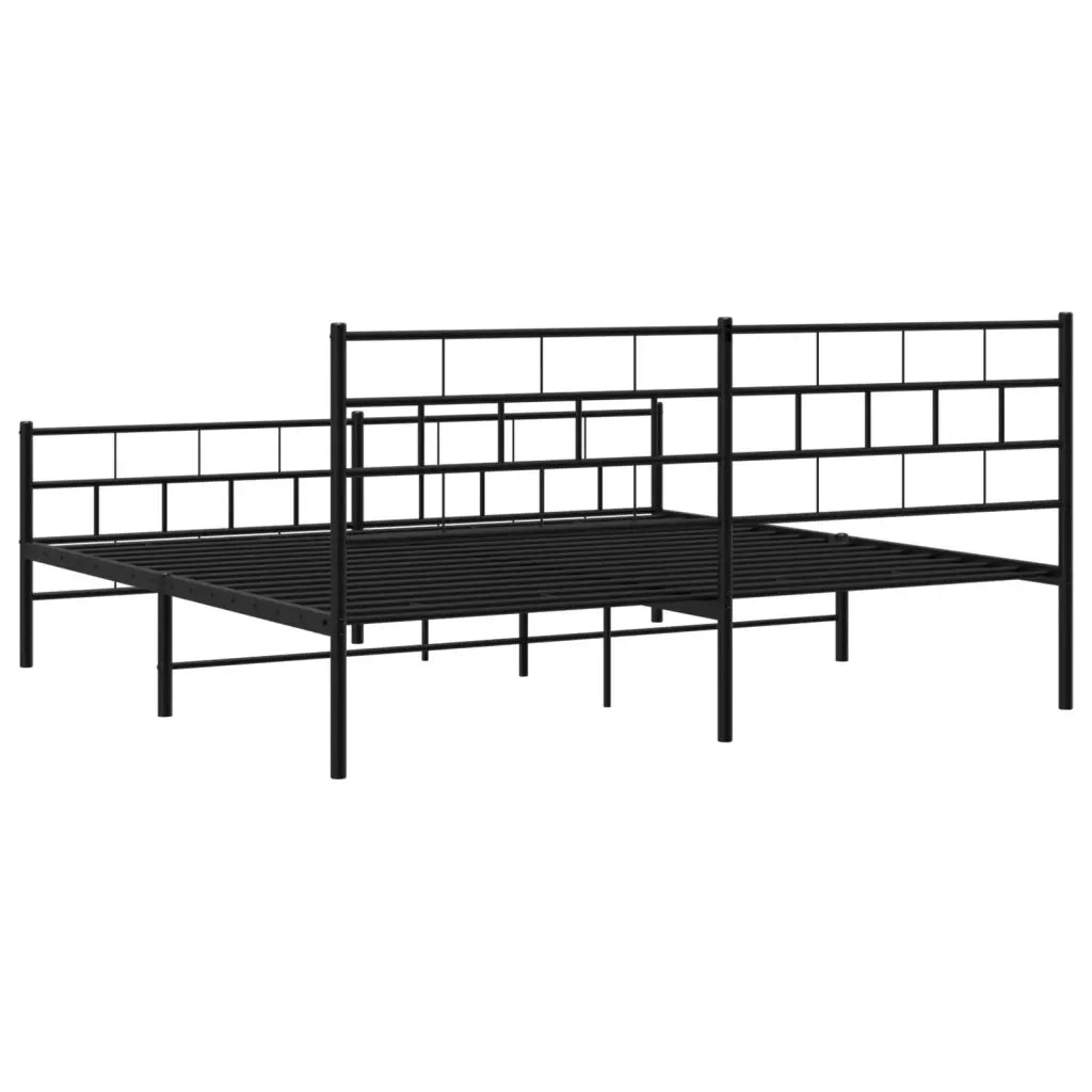 Letto matrimoniale | Letto per adulti | Giroletto con Testiera e Pediera Metallo Nero 200x200 cm
