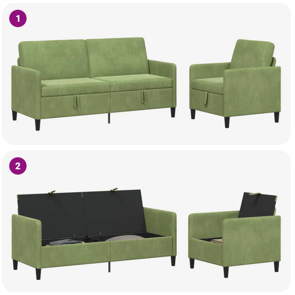 Set di Divani con Storage 2 pz Verde chiaro Poliestere 3429221