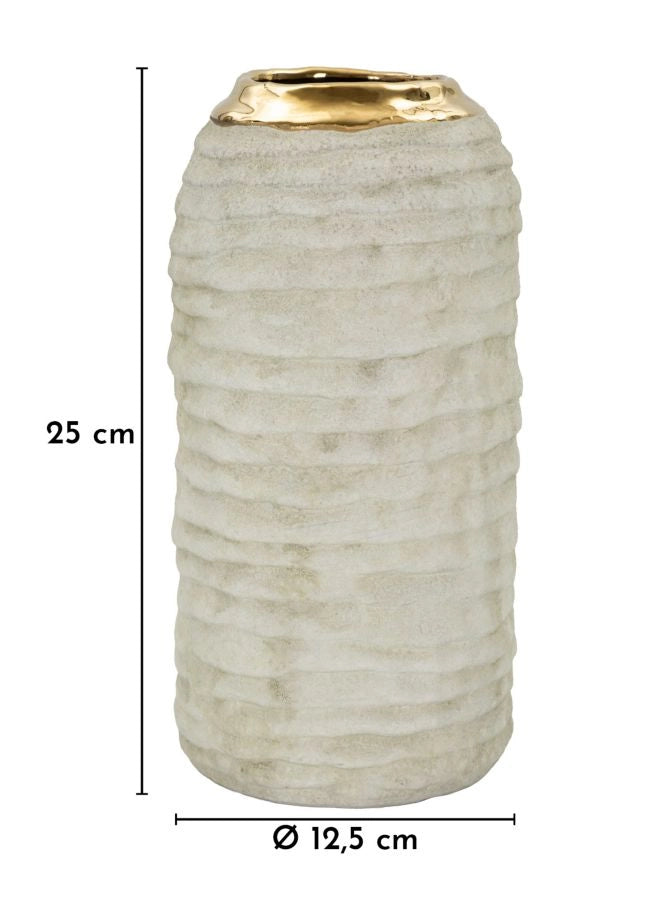 Vaso Lima Ø12,5x25 cm in Ceramica Grigio e Oro