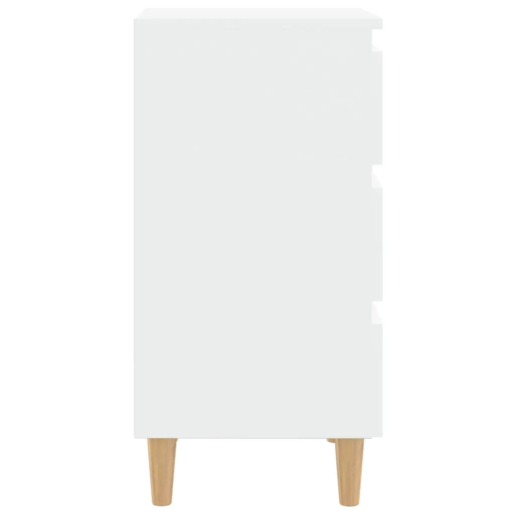 Comodino con Gambe in Legno Massello Bianco 40x35x69 cm 805887