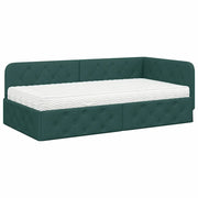 Letto singolo | Letto per adulti | Cornice del letto ad angolo Verde Scuro 90 x 190 cm Tessuto