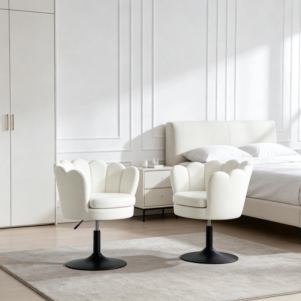 SGABELLO Girevole Regolabile 61,5x65x71-83 cm in Velluto Beige