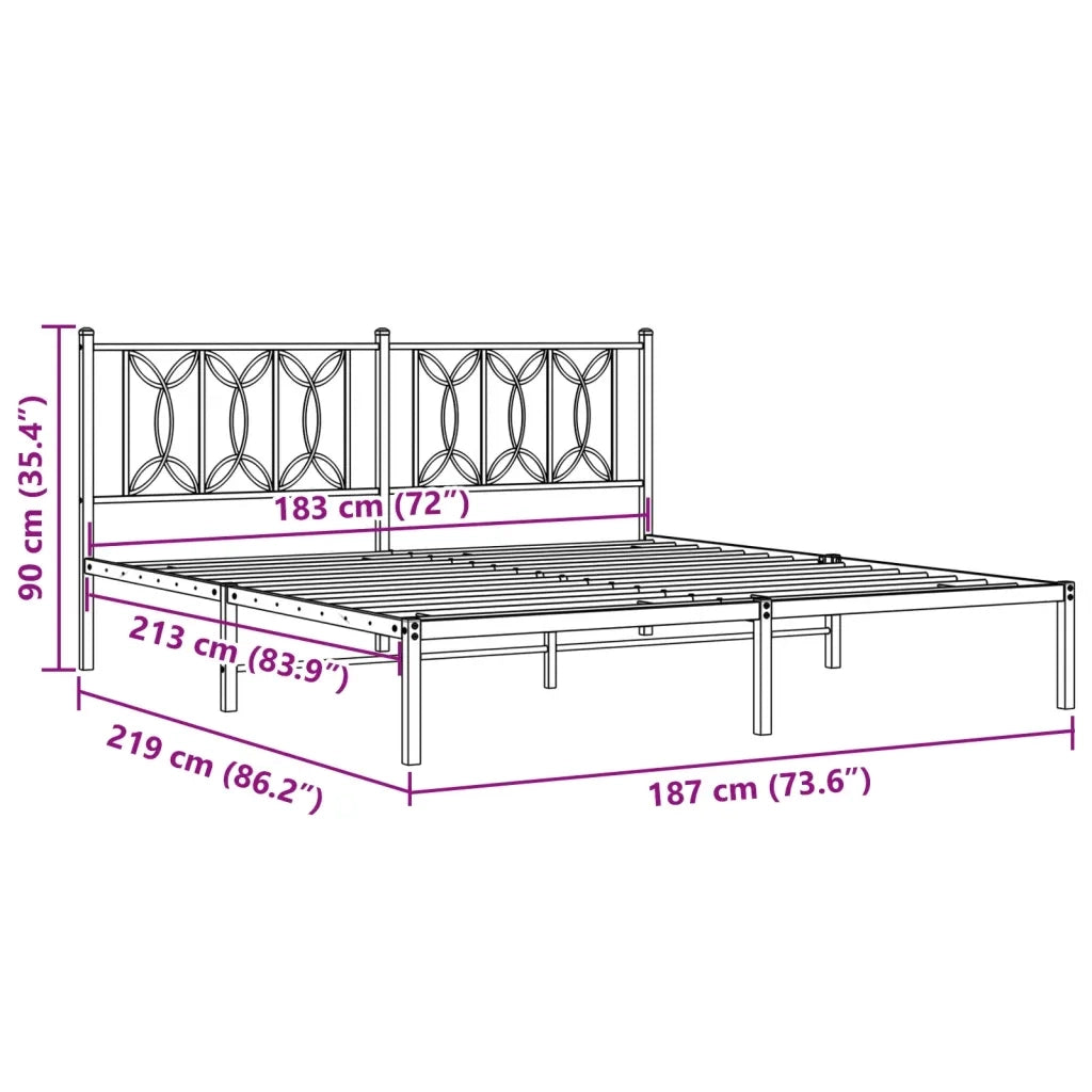 Giroletto con Testiera-Struttura Letto con testiera Metallo Bianco 183x213 cm 486959