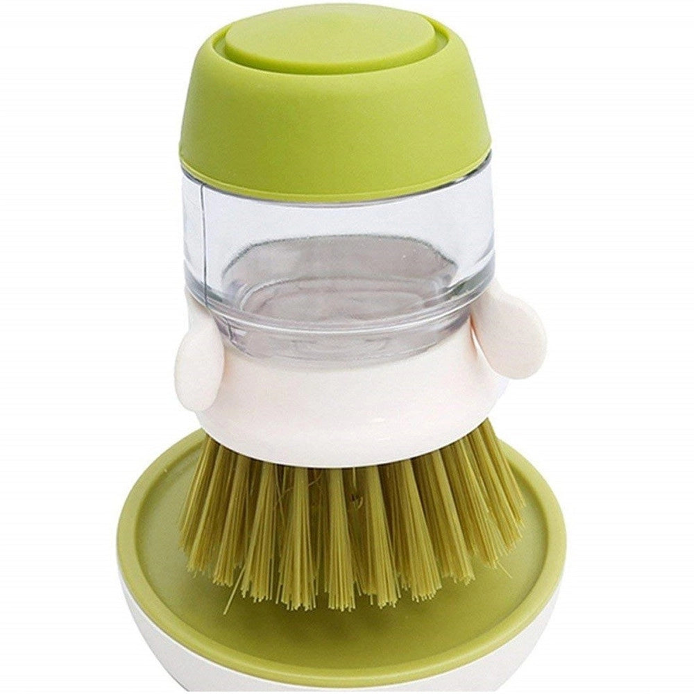 Trade Shop - Spazzola Con Dispenser Sapone Setole Rigide Antigraffio Lava Bicchieri Piatti Pentole -