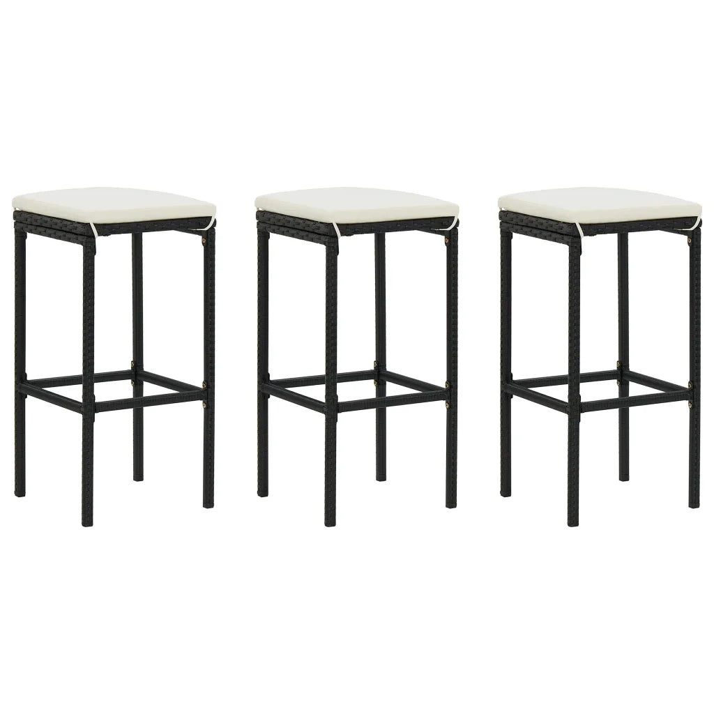 Set da Bar da Giardino 4 pz con Cuscini in Polyrattan Nero 3064923