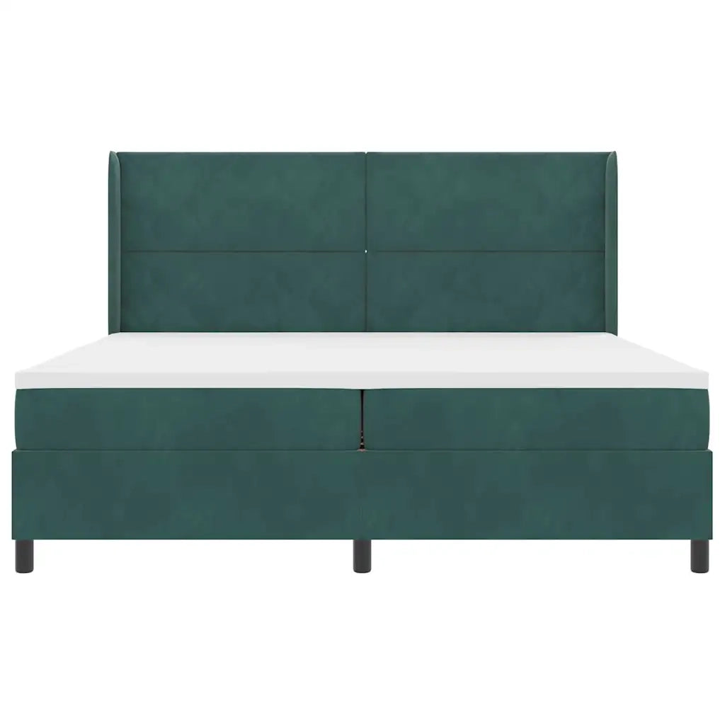 Letto a molle con testiera Verde Scuro 200 x 200 cm Velluto 3342083